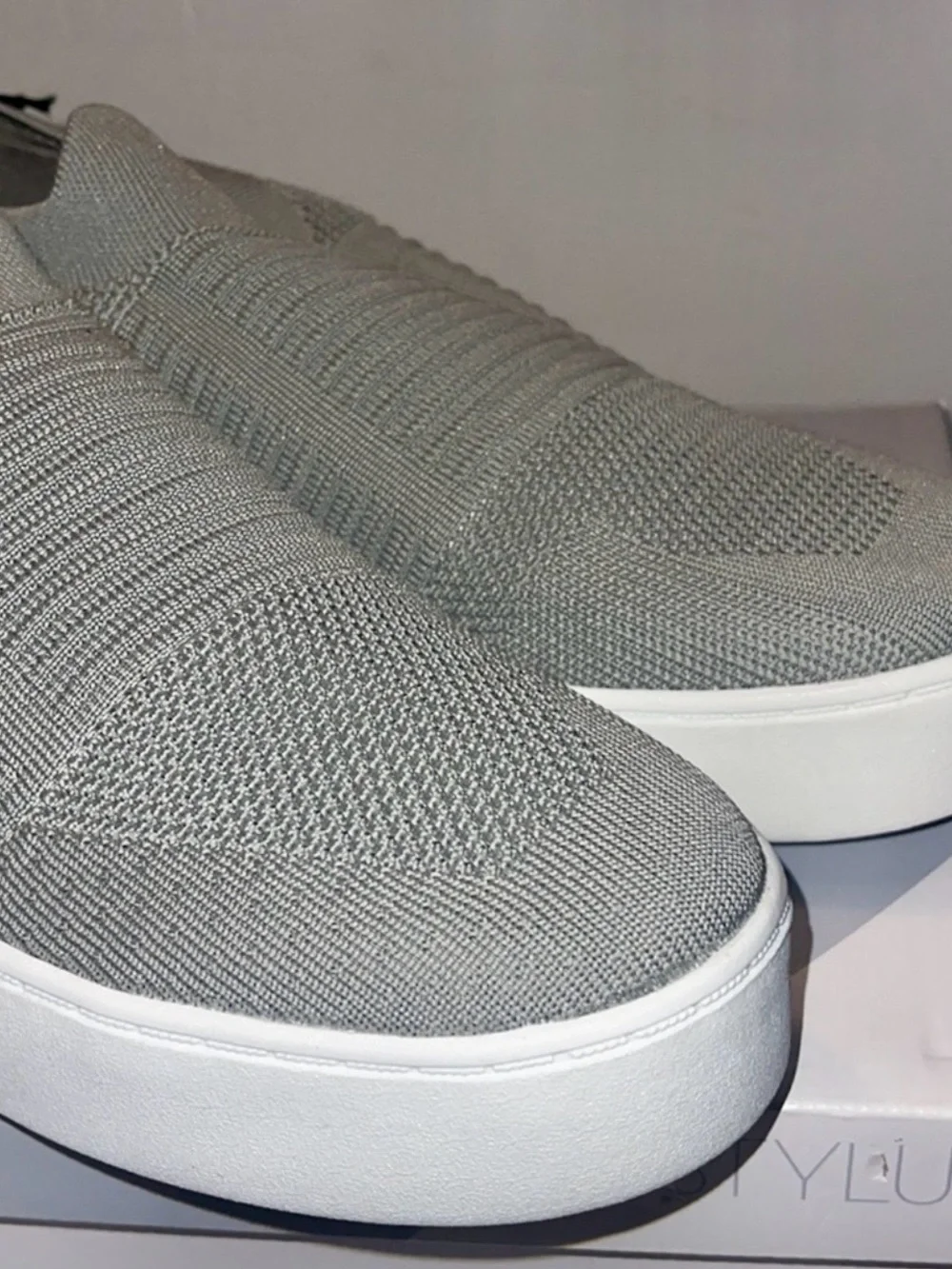 STYLUS Knit Slip-On Espadrille Platform - Light Gray